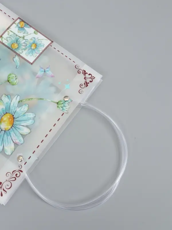 Пакет подарочный прозрачный, "Ромашки-васельки", 22 х 10 х 24 см