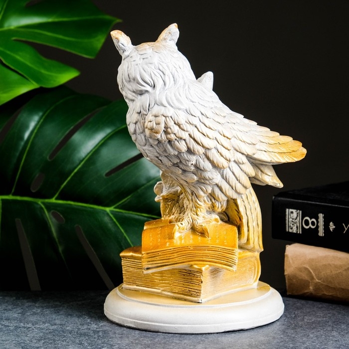 Фигура Фигура "Филин на книгах большой" серый, 21х15х13см