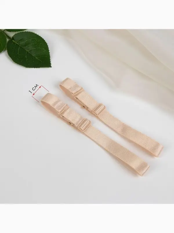 Лямки для бюстгальтера, текстильные, 1 см, 37 см, пара, бежевые Лямки для бюстгальтера, текстильные, 1 см, 37 см, пара, бежевые