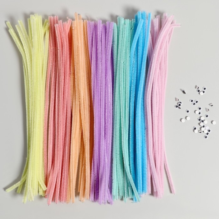 Набор для творчества с меховыми палочками, пастельный Набор для творчества с меховыми палочками, пастельный