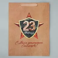Пакет подарочный крафтовый, упаковка, &laquo;С 23 февраля&raquo;, L 40&times;31&times;11.5 см