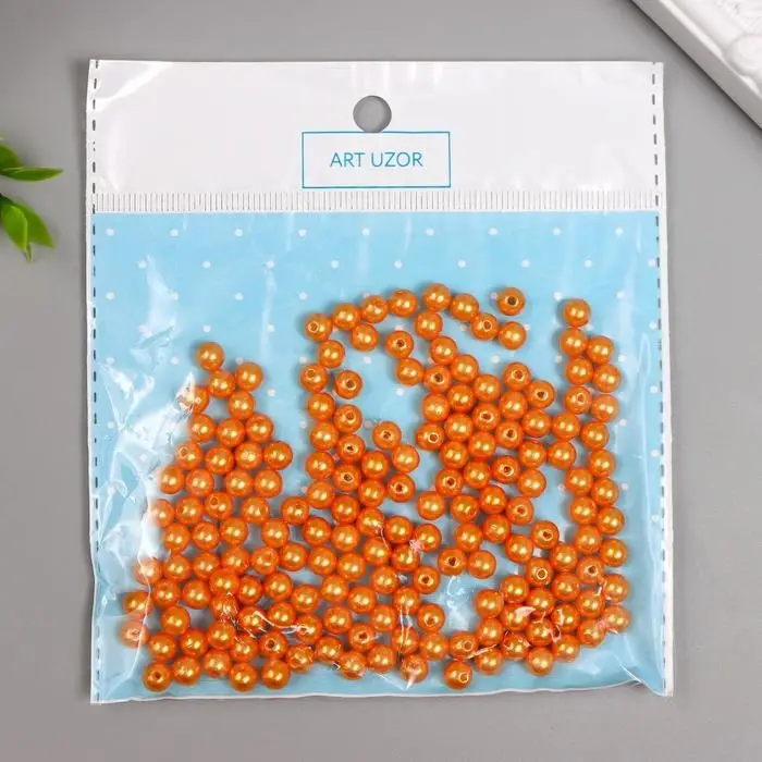 Бусины для творчества пластик Бусины для творчества пластик "Мандариновый" набор 200 шт d=0,6 см