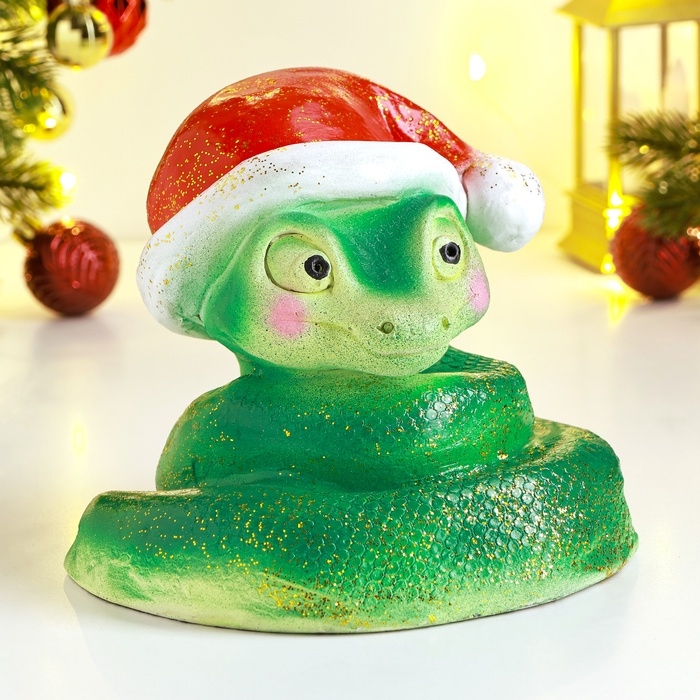 Новый год. Символ 2025. Копилка Новый год. Символ 2025. Копилка "Змея в колпаке" 17х14х15см, цветная