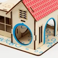 Комплекс-площадка для грызунов, 19&times;14 см, 2 домика и горка, фанера