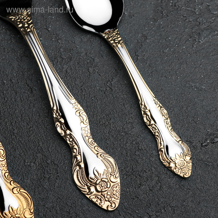 Набор столовых приборов «Тройка», 18 предметов, толщина 2 мм, локальное нитрид-титановое покрытие Набор столовых приборов «Тройка», 18 предметов, толщина 2 мм, локальное нитрид-титановое покрытие