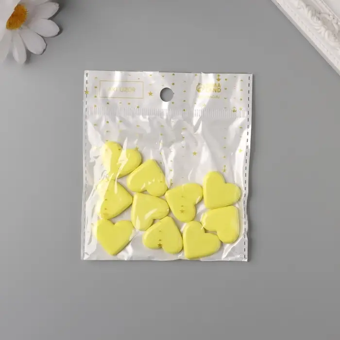 Бусины для творчества акрил Бусины для творчества акрил "Сердечки гладкие" жёлтый 2,4х2х0,5 см