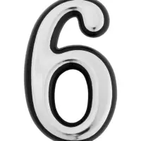 Цифра дверная 6 ТУНДРА, пластиковая, цвет хром, клеевая основа, 1 шт.