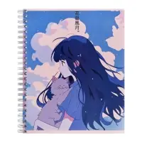 Набор тетрадей Calligrata &laquo;Аниме. Девочка с котом&raquo;, 3 штуки, 96 листов, на гребне, обложка из мелованного картона