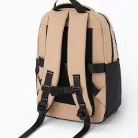 Рюкзак, 27*13*38,5 см, 2 отд 3н/карм, Комби, Водонепрон. дно, бежевый/черн
