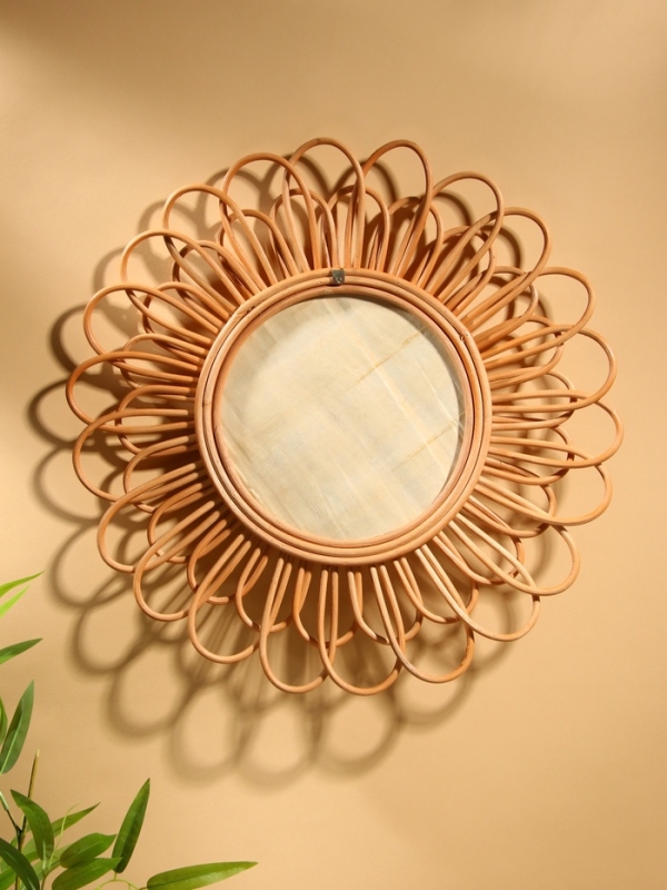 Зеркало настенное, 60×60×3 см, ротанг