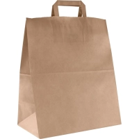 Пакет бумажный 320х200х370мм,  70 гр/м2, с плоскими ручками,крафт,200 шт/уп