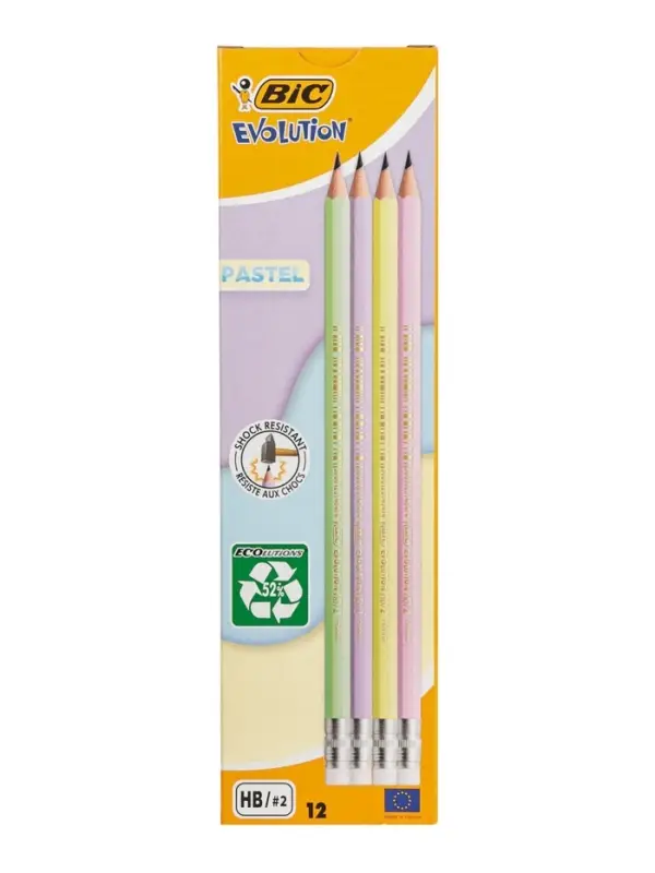 Карандаш чернографитный BIC HB Evolution &laquo;Пастель&raquo;, пластиковый, с ластиком