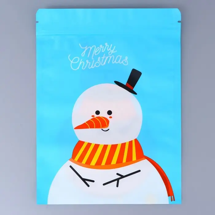 Пакет подарочный, с zip-lock застежкой,  Пакет подарочный, с zip-lock застежкой, "Снеговик с шарфом", 16 х 21,5 ± 1см.