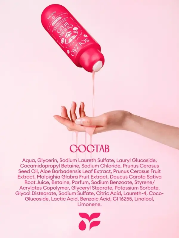 Крем-гель для душа Solzao CHERRY BEIJO с экстрактом ацеролы и маслом вишневой косточки, 400 мл 11041