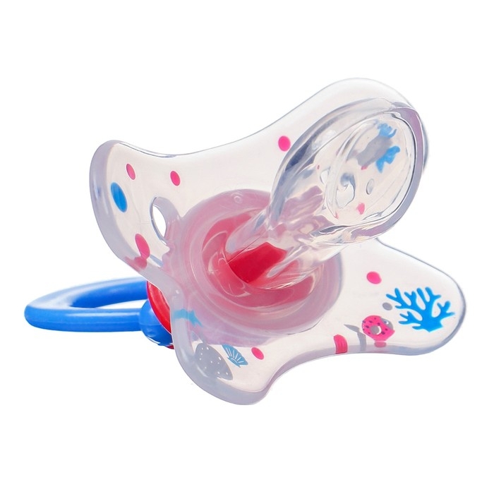 Соска - пустышка силиконовая ортодонтическая «Зайка», от 12 мес., с колпачком, цвет синий/красный Соска - пустышка силиконовая ортодонтическая «Зайка», от 12 мес., с колпачком, цвет синий/красный