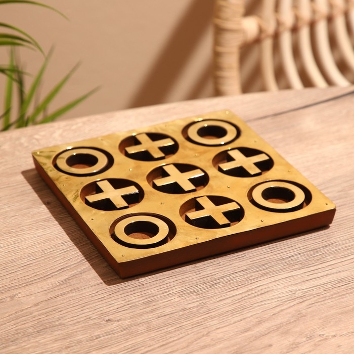 Игра настольная  Игра настольная "Крестики-нолики" 18х18 см, манговое дерево, латунь