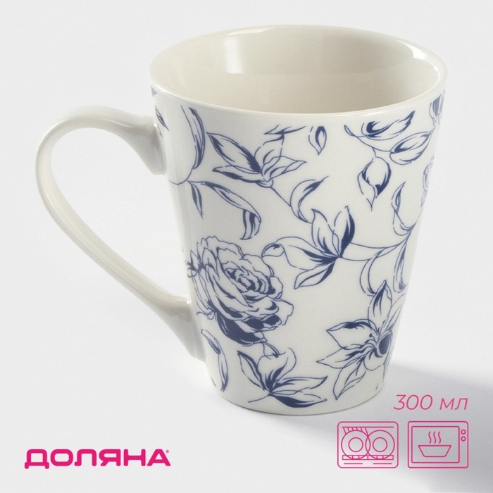 Кружка фарфоровая Доляна «Розалия», 300 мл, цвет белый Кружка фарфоровая Доляна «Розалия», 300 мл, цвет белый