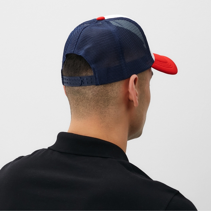 Бейсболка с сеткой MINAKU, цвет белый/красный, размер 56-58