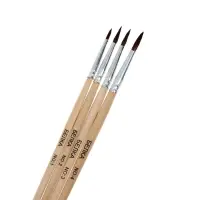 Набор кистей для рисования, белка, 4 штуки: № 1, 2, 3, 4, круглые, деревянная ручка, международный размер