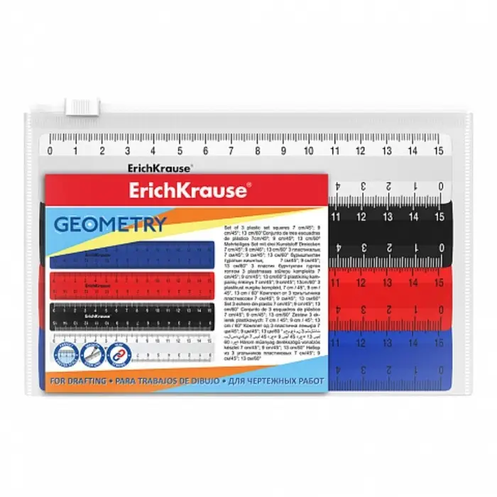 Набор линеек 4 штуки, 15 см, ErichKrause Classic, МИКС, zip-пакет в ПОДАРОК!