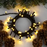 Гирлянда &laquo;Нить&raquo; 5 м, IP20, тёмная нить, 50 LED, 8 режимов, 220 В, свечение тёплое белое