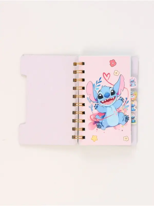 Блокнот с разделителями А6, 65 л ручка с кристаллами и стикеры-наклейки Стич 3 Блокнот с разделителями А6, 65 л ручка с кристаллами и стикеры-наклейки Стич 3