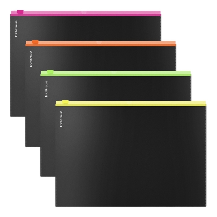 Папка-конверт на ZIP-молнии A4, 180 мкм, ErichKrause Matt Accent, непрозрачная, МИКС Папка-конверт на ZIP-молнии A4, 180 мкм, ErichKrause Matt Accent, непрозрачная, МИКС