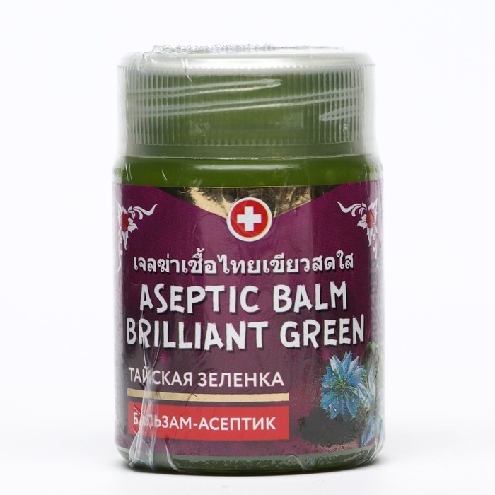 Зеленка тайская Binturong Aseptic Balm Brilliant Green с экстрактом черного тимина, 50 г Зеленка тайская Binturong Aseptic Balm Brilliant Green с экстрактом черного тимина, 50 г
