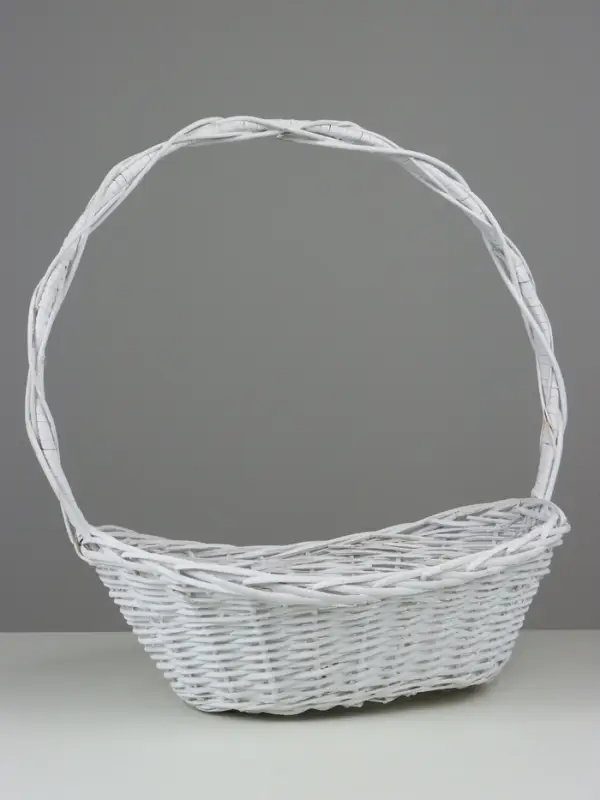 Корзина плетеная (ива), D50х35 H20 HH58 B31х21, 1 шт., белый