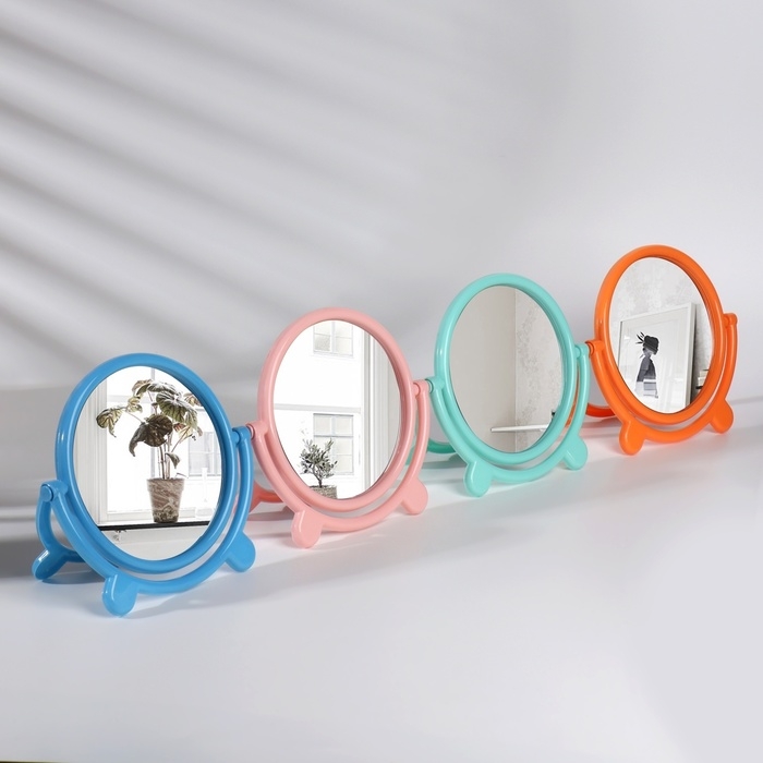 Зеркало настольное «Круг», с рамкой под фотографию, d зеркальной поверхности 13,5 см, цвет МИКС Зеркало настольное «Круг», с рамкой под фотографию, d зеркальной поверхности 13,5 см, цвет МИКС