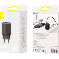 Переходник СЗУ на USB + Type-C 30W CCSUPP-E01 Baseus черный