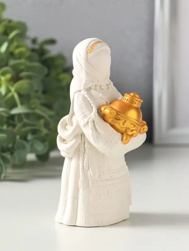 Фигурка гипс &laquo;Берегиня Дуняша&raquo;, 13 см, белая с золотом