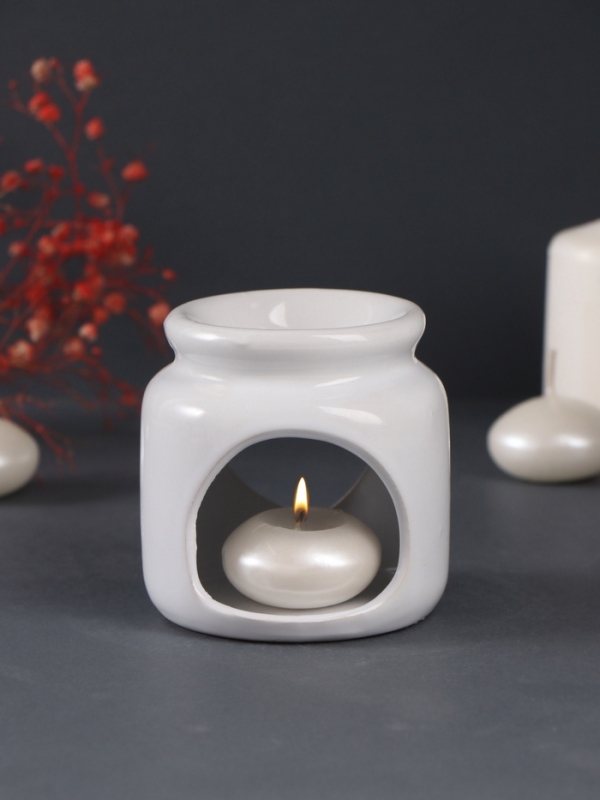 Аромалампа керамика + ароматический воск Аромалампа керамика + ароматический воск "Сердце" белая 7,5х7,5х8 см