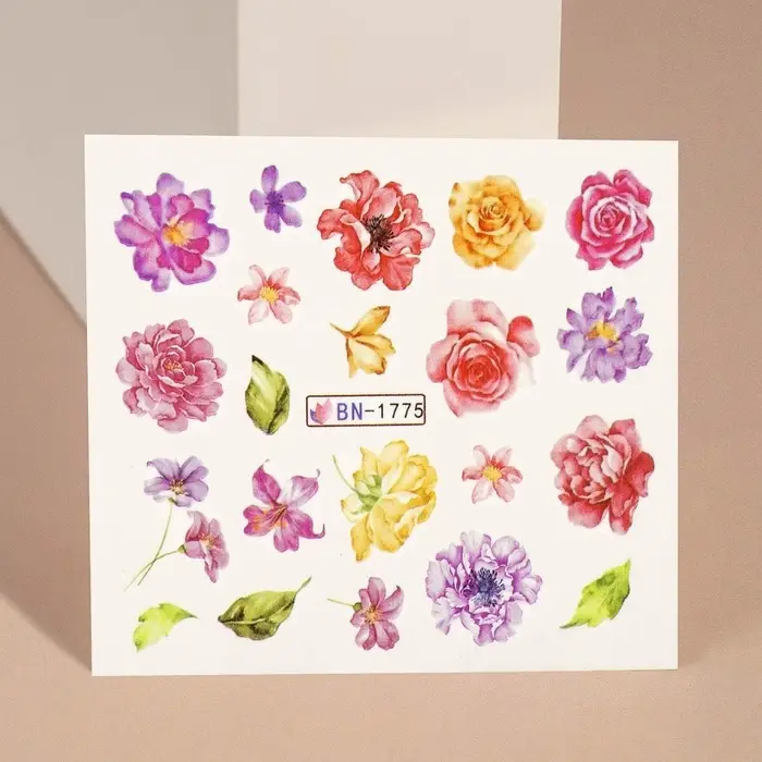 Слайдеры для ногтей «Пионы», разноцветные