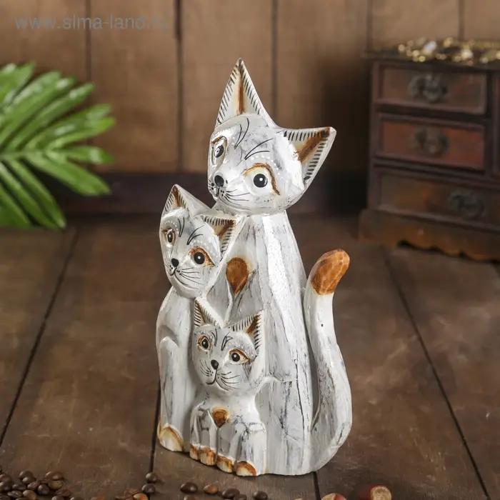 Сувенир дерево Сувенир дерево "Три белые кошечки" 5х14х25 см