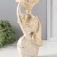 Подсвечник полистоун на 1 свечу "Слоны. Золотые круги" d=8 см 12х10х24 см