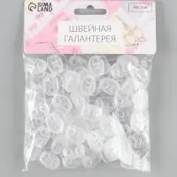 Набор двойных фиксаторов для шнура, d=4 мм, 20&times;20 мм, 50 шт., прозрачный