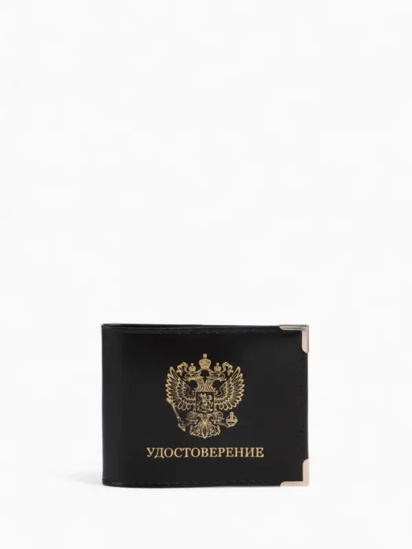 Обложка на удостоверение с окошком, натуральная кожа, чёрная