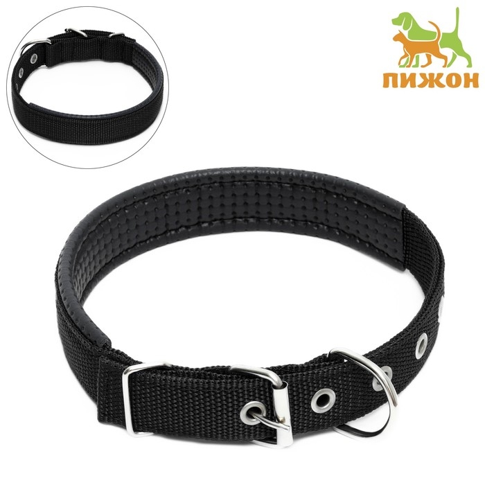 Ошейник Ошейник "Комфорт" комбинированный, 55 х 2,5 см, ОШ 40-50 см, чёрный