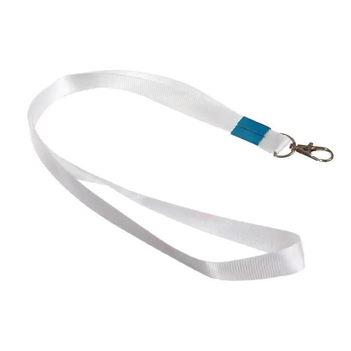 Лента для бейджа ширина-15 мм, длина-80 см с металлическим карабином, белая