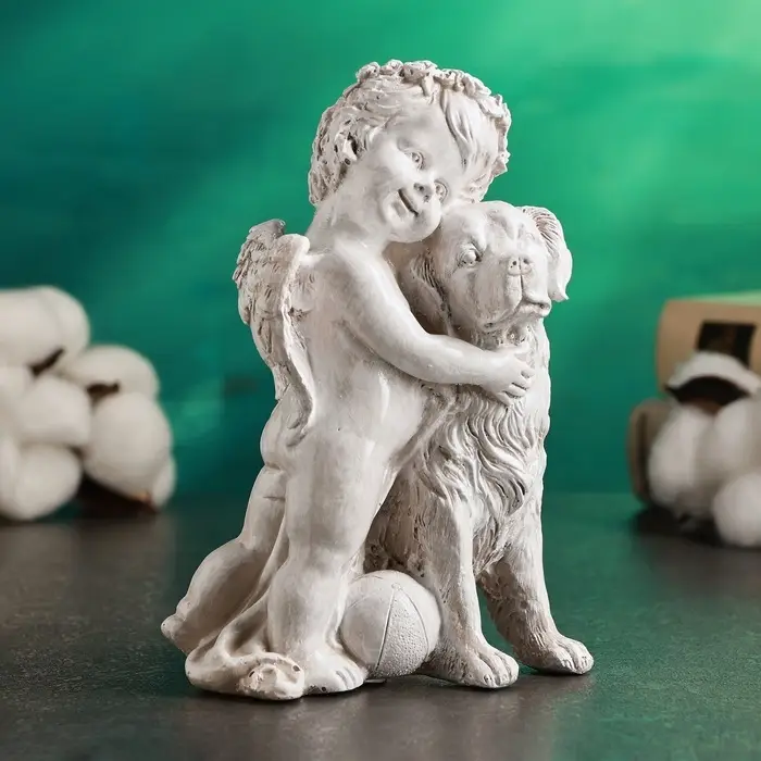 Фигурка полистоун &laquo;Ангелочек с собакой&raquo;, 17&times;12&times;10 см