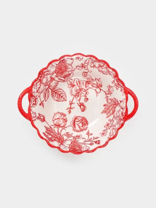 Бульонница с ручками Botanica, 20×17×6 см, фарфор, белая, красная Бульонница с ручками Botanica, 20×17×6 см, фарфор, белая, красная