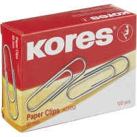 Скрепки KORES с отгибом,никелированные, 50 мм, негофрированные,100шт/уп