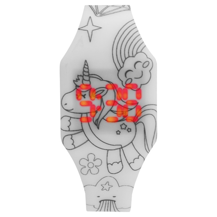 Часы наручные электронные, детские, Часы наручные электронные, детские, "Единорог", ремешок l-23.5 см
