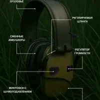 Тактические наушники для стрельбы с активным шумоподавлением