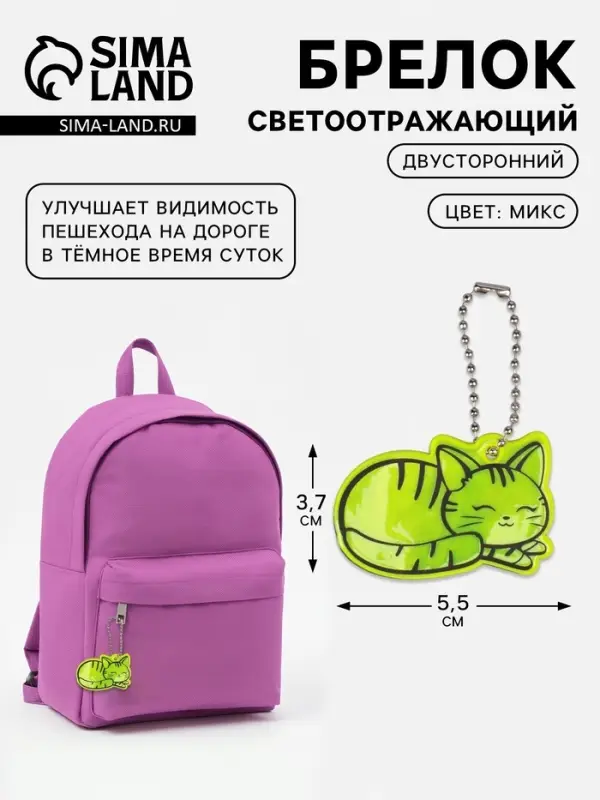 Светоотражающий элемент &laquo;Кошечка&raquo;, двусторонний, 5.5&times;3.7 см, МИКС