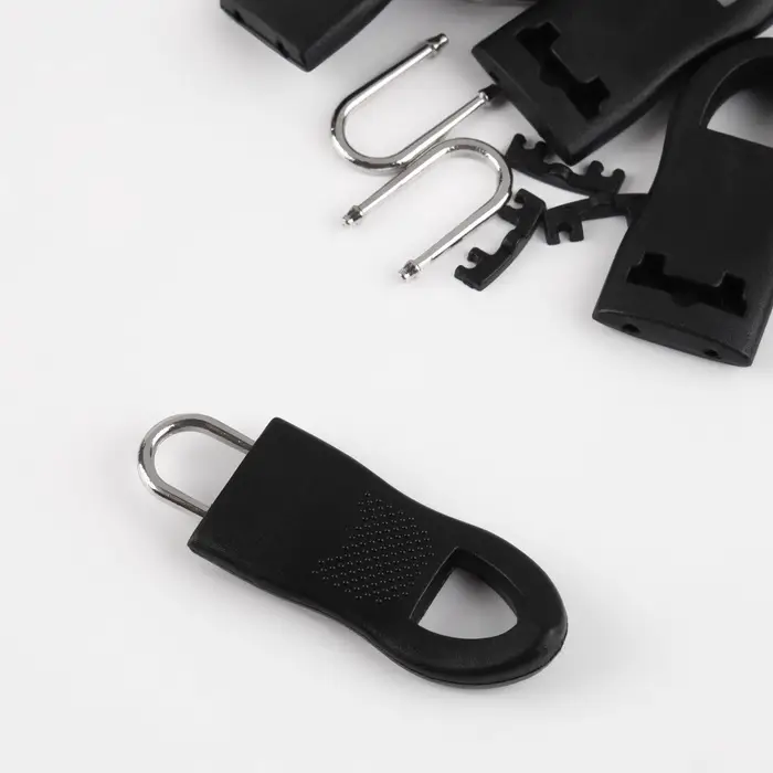 Язычок - пуллер для молнии, съёмный, 4.4&times;1.6 см, 10 шт., чёрный