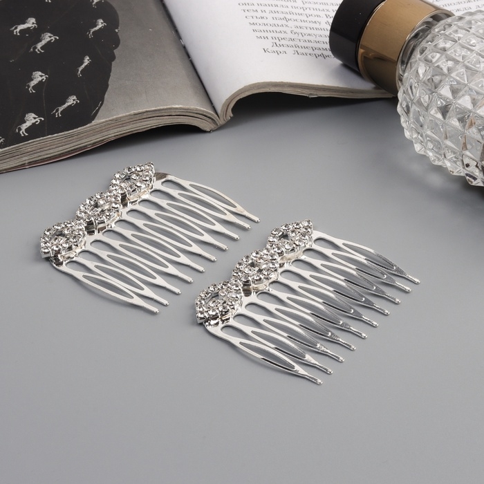 Гребень для волос Гребень для волос "Медея" (набор 2 шт) петельки, 5х4 см, серебро