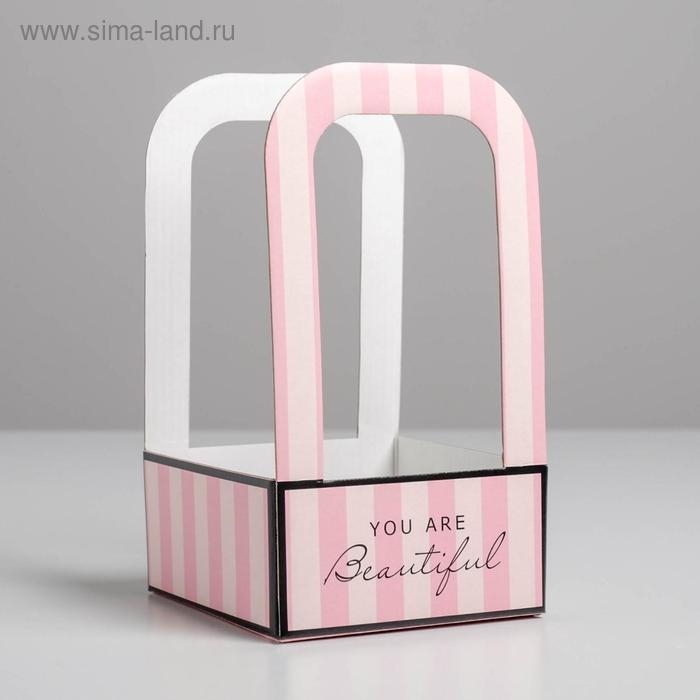 Коробка-переноска для цветов «Розовая», 12 см × 12 см × 22 см Коробка-переноска для цветов «Розовая», 12 см × 12 см × 22 см