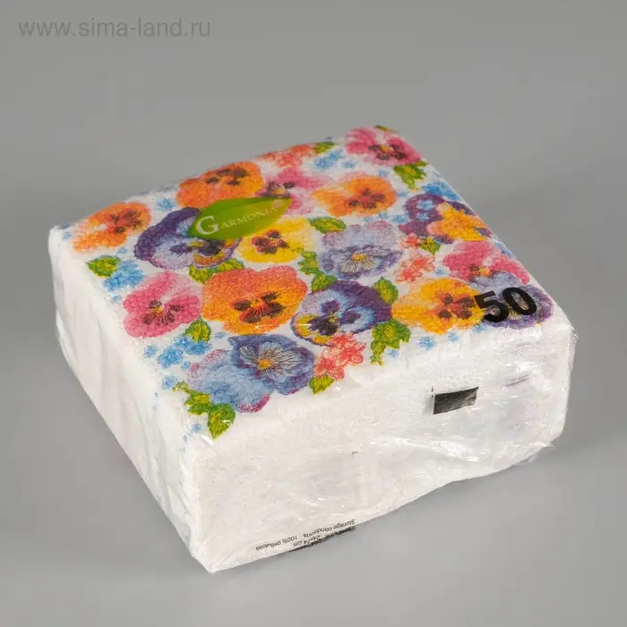 Салфетки бумажные «Гармония цвета. Анютины глазки», 50 шт. Салфетки бумажные «Гармония цвета. Анютины глазки», 50 шт.